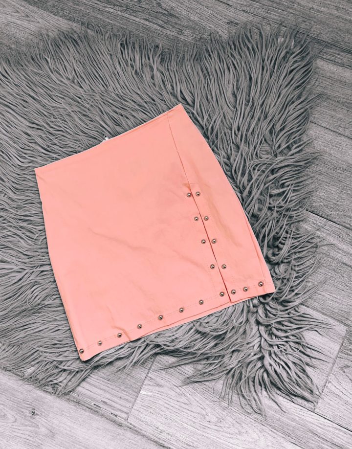 POLLERA  TAJO CON TACHAS - ROSADO