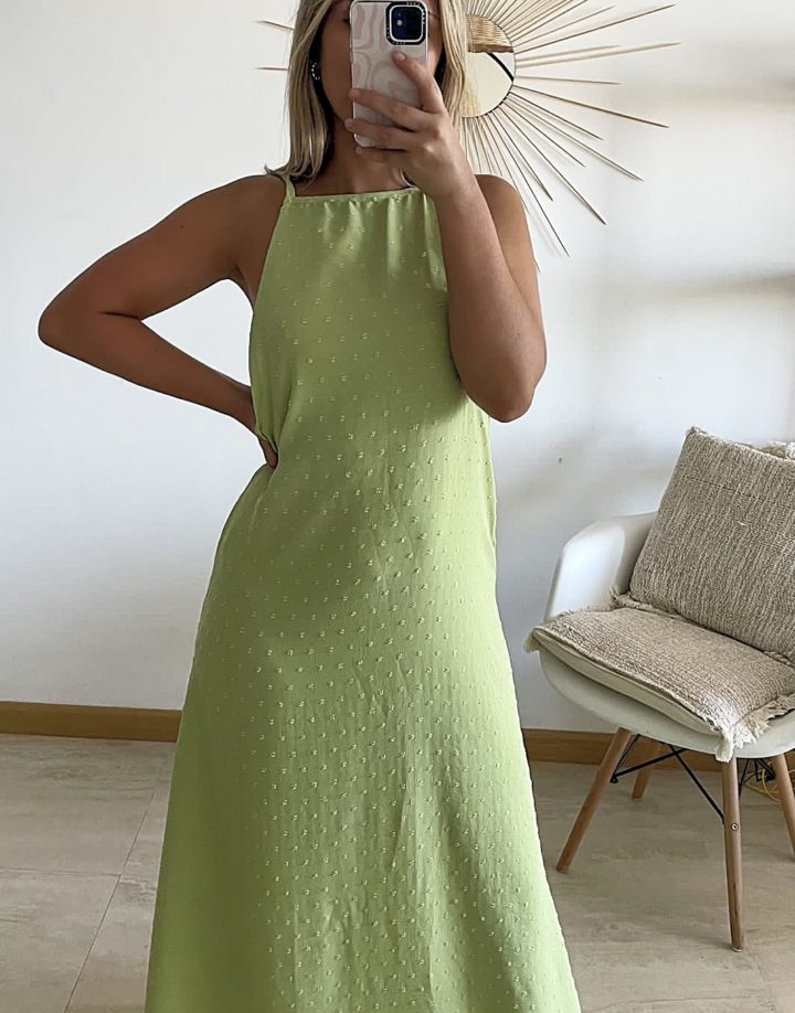 VESTIDO LARGO PLUMETIE - VERDE LIMA