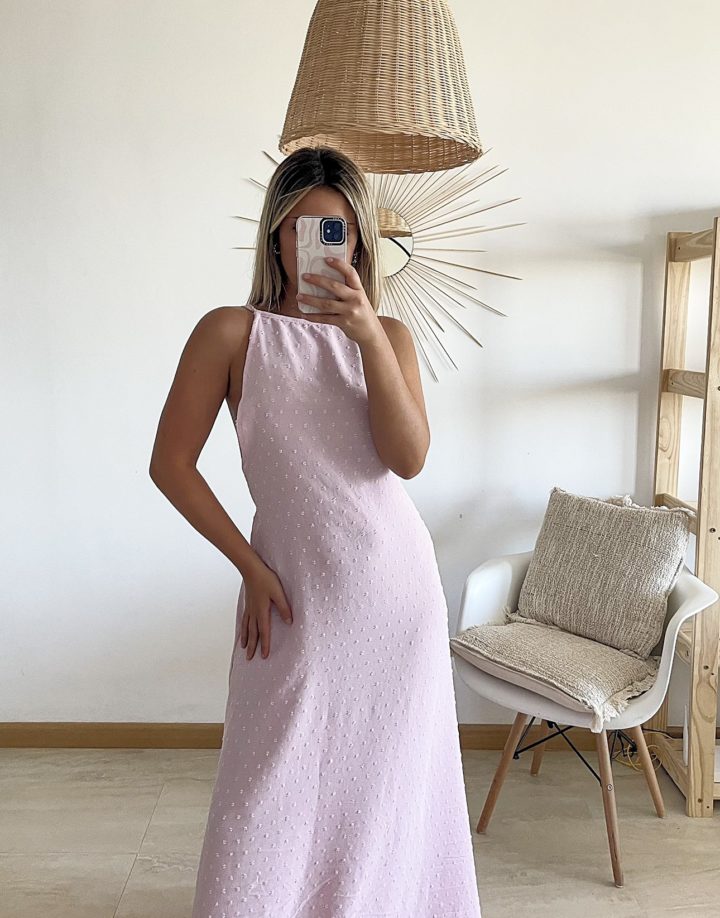 VESTIDO LARGO PLUMETIE - ROSA