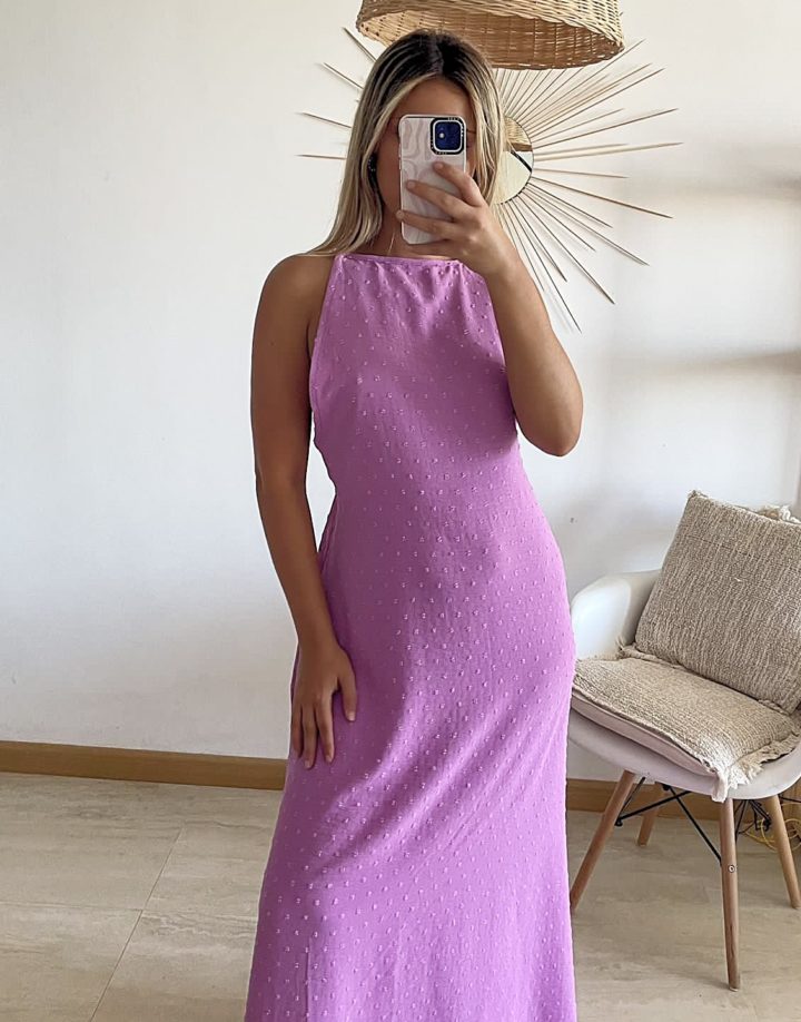 VESTIDO LARGO PLUMETIE - LILA