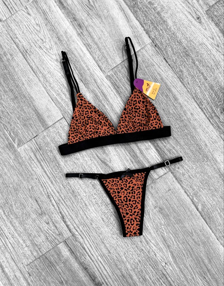 CONJUNTO LENCERIA ANIMAL PRINT - OSCURO