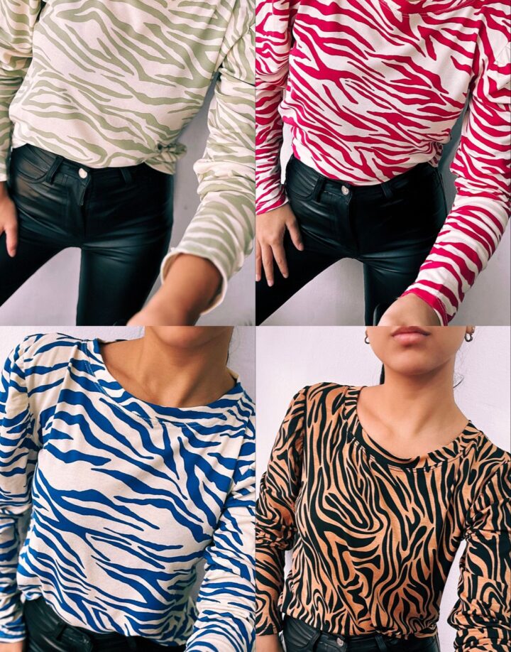 REMERA MANGA LARGA ESTAMPADAS DE CEBRA