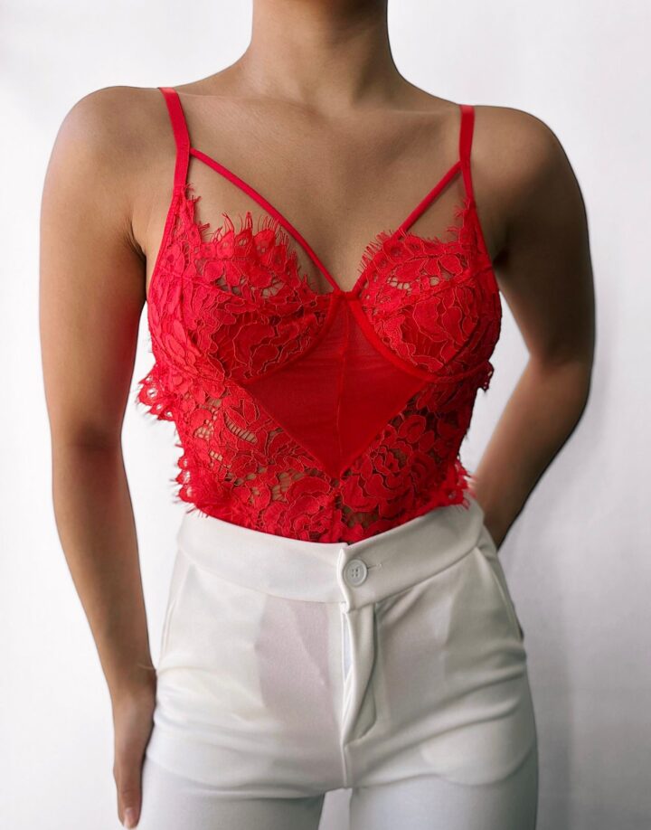 BODY ENCAJE - ROJO
