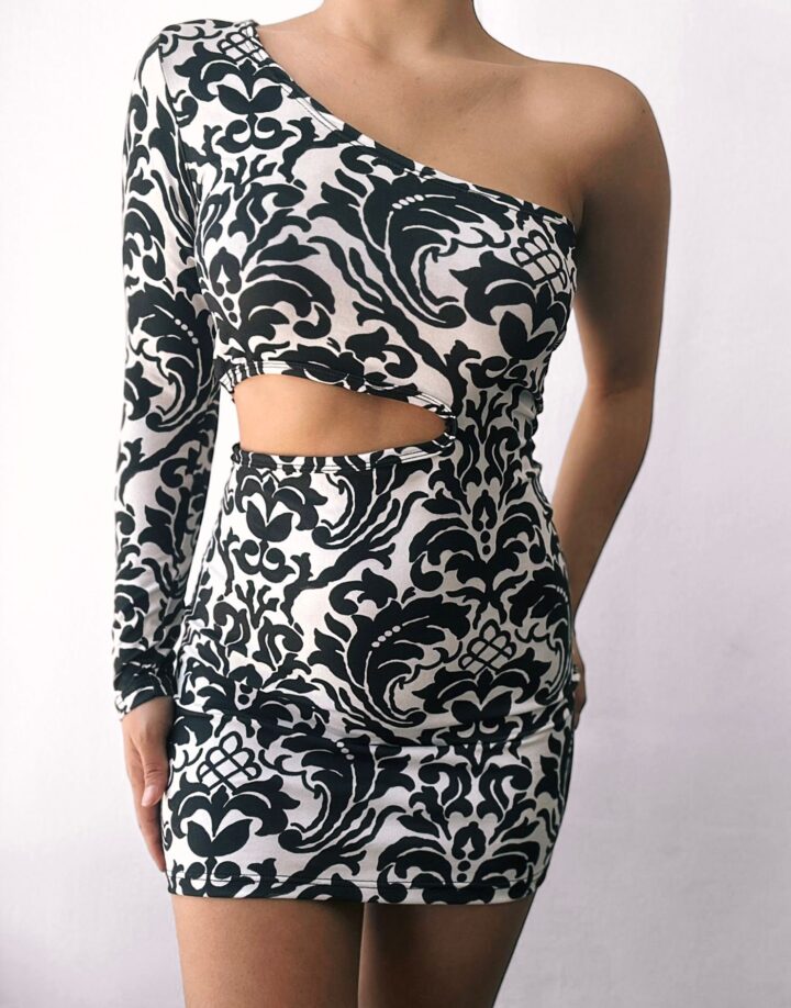 VESTIDO BERRY OPEN - NEGRO Y BLANCO