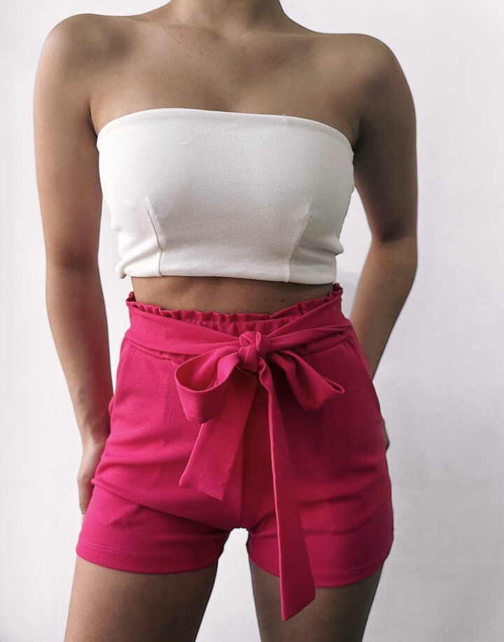 SHORT CREPE CON LAZO - Fucsia