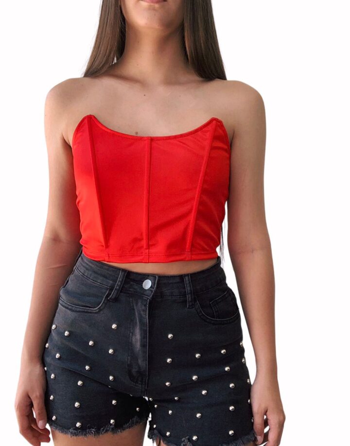CORSET SATEN - ROJO