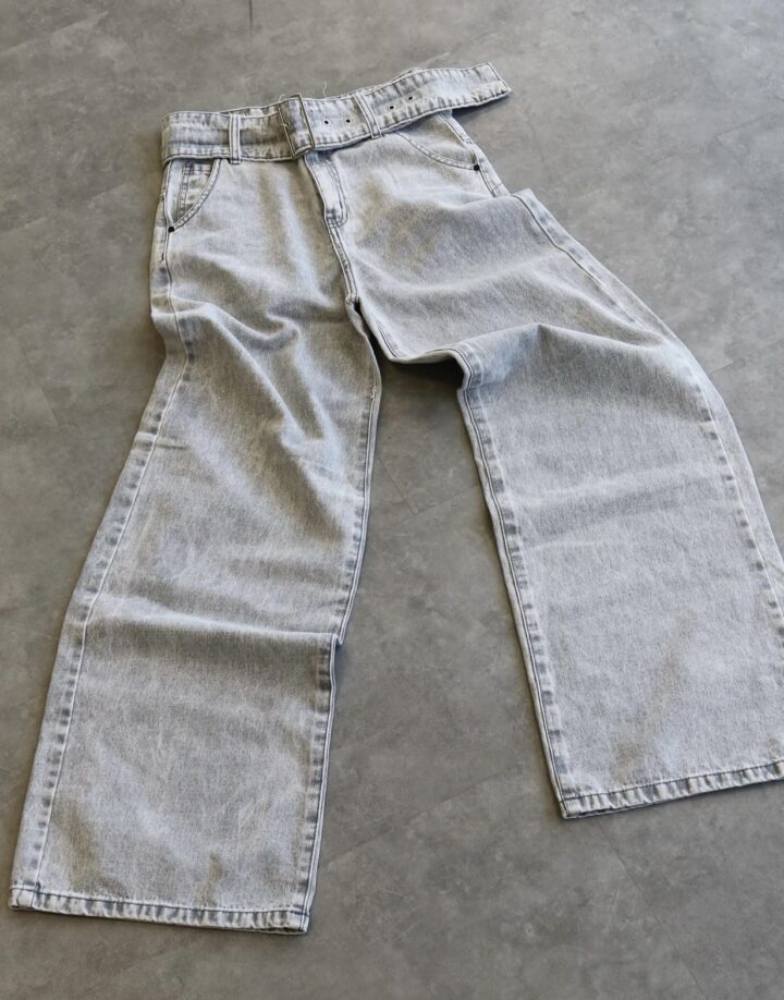 JEAN WIDE LEG SILVER CON CINTO