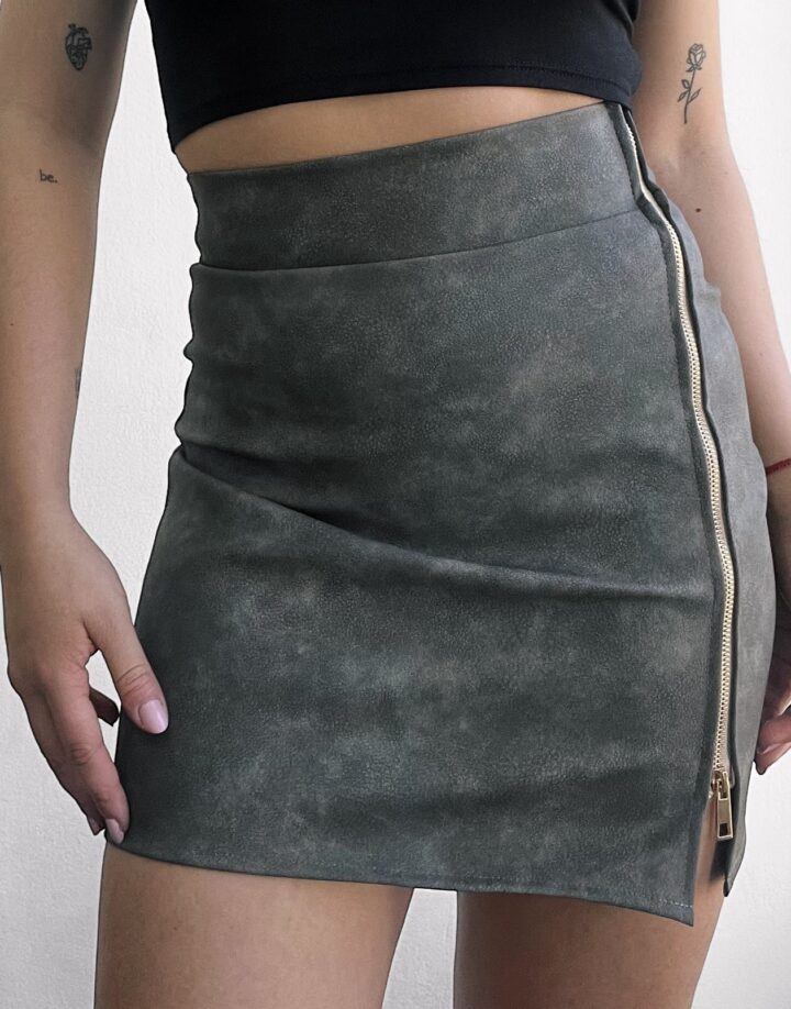 POLLERA VINTAGE CON CIERRE - GRIS