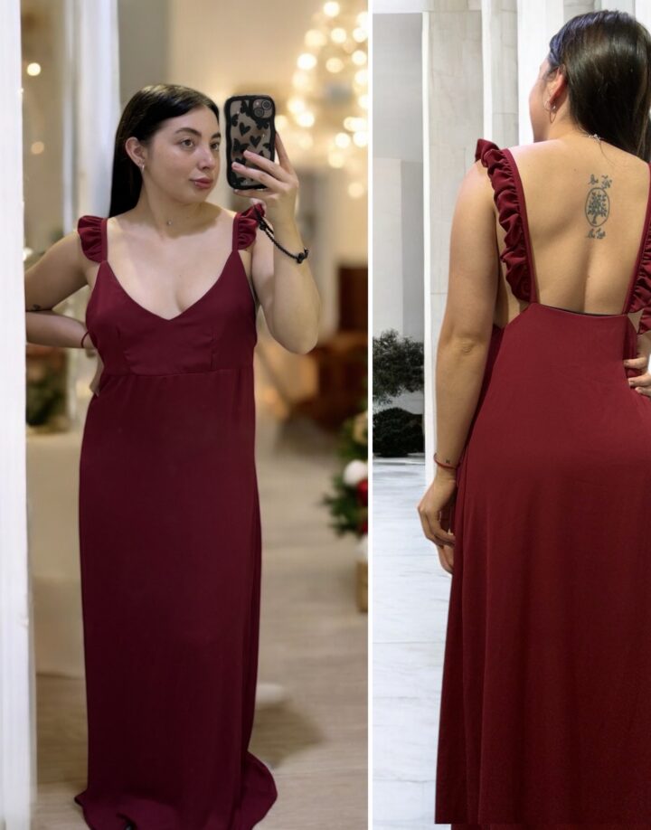 VESTIDO LARGO BORDÓ