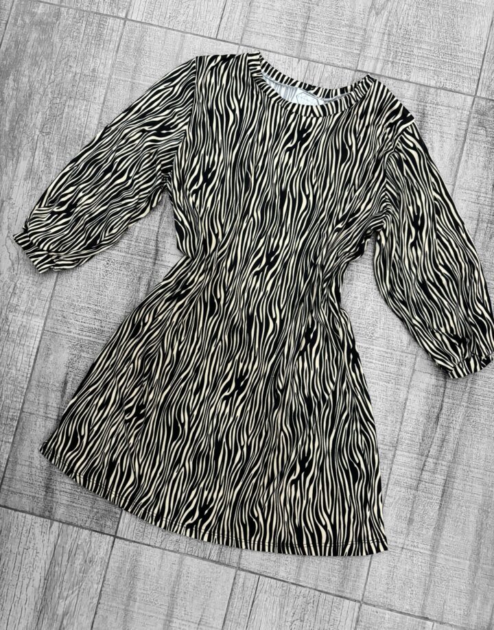VESTIDO CEBRA - BEIGE Y NEGRO