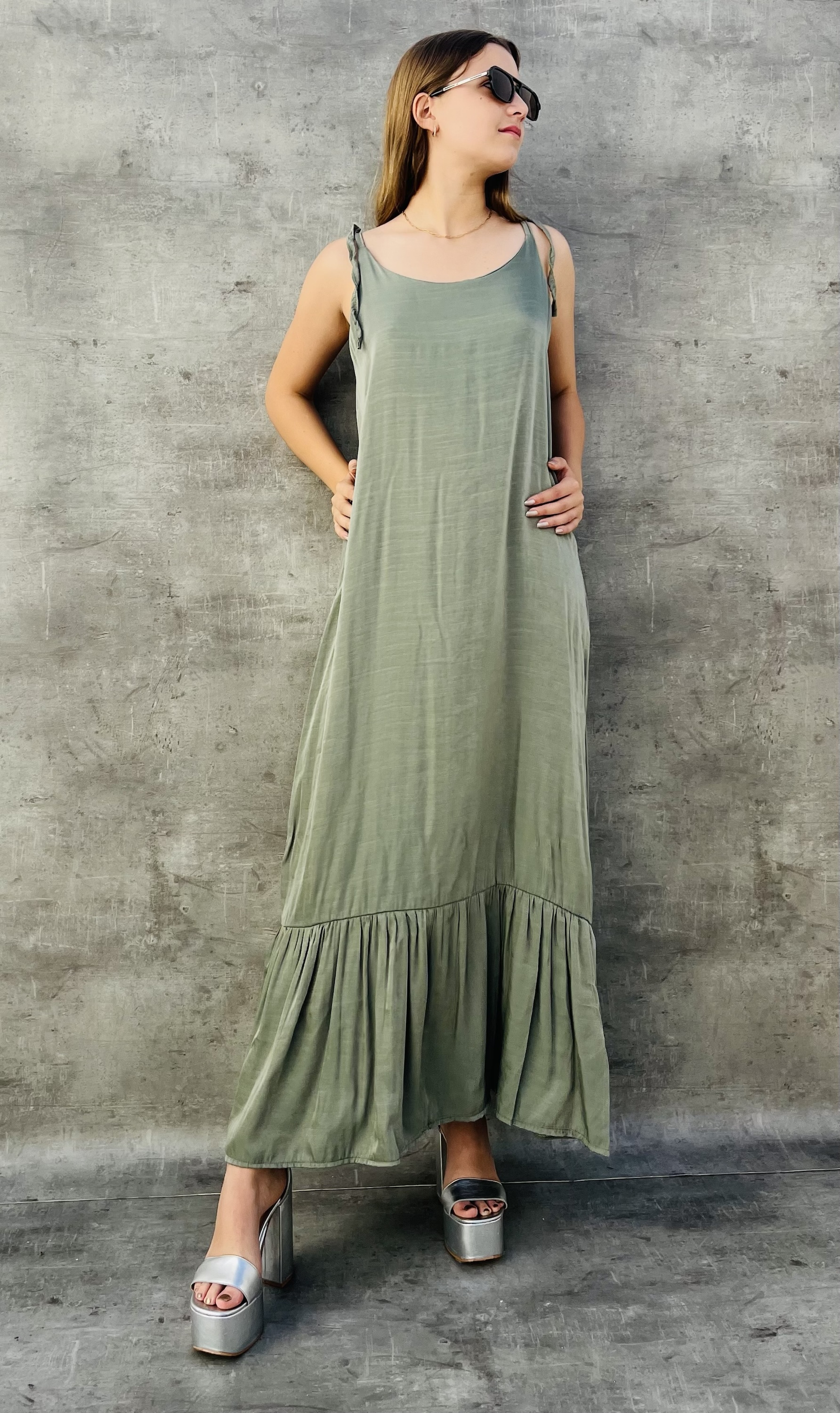 VESTIDO LARGO MILENA • VERDE