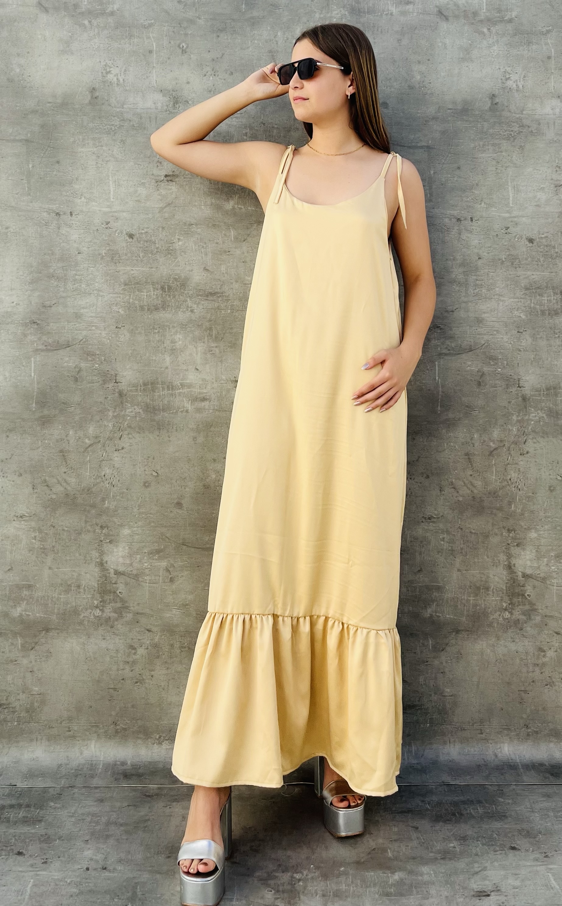 VESTIDO LARGO MILENA • BEIGE