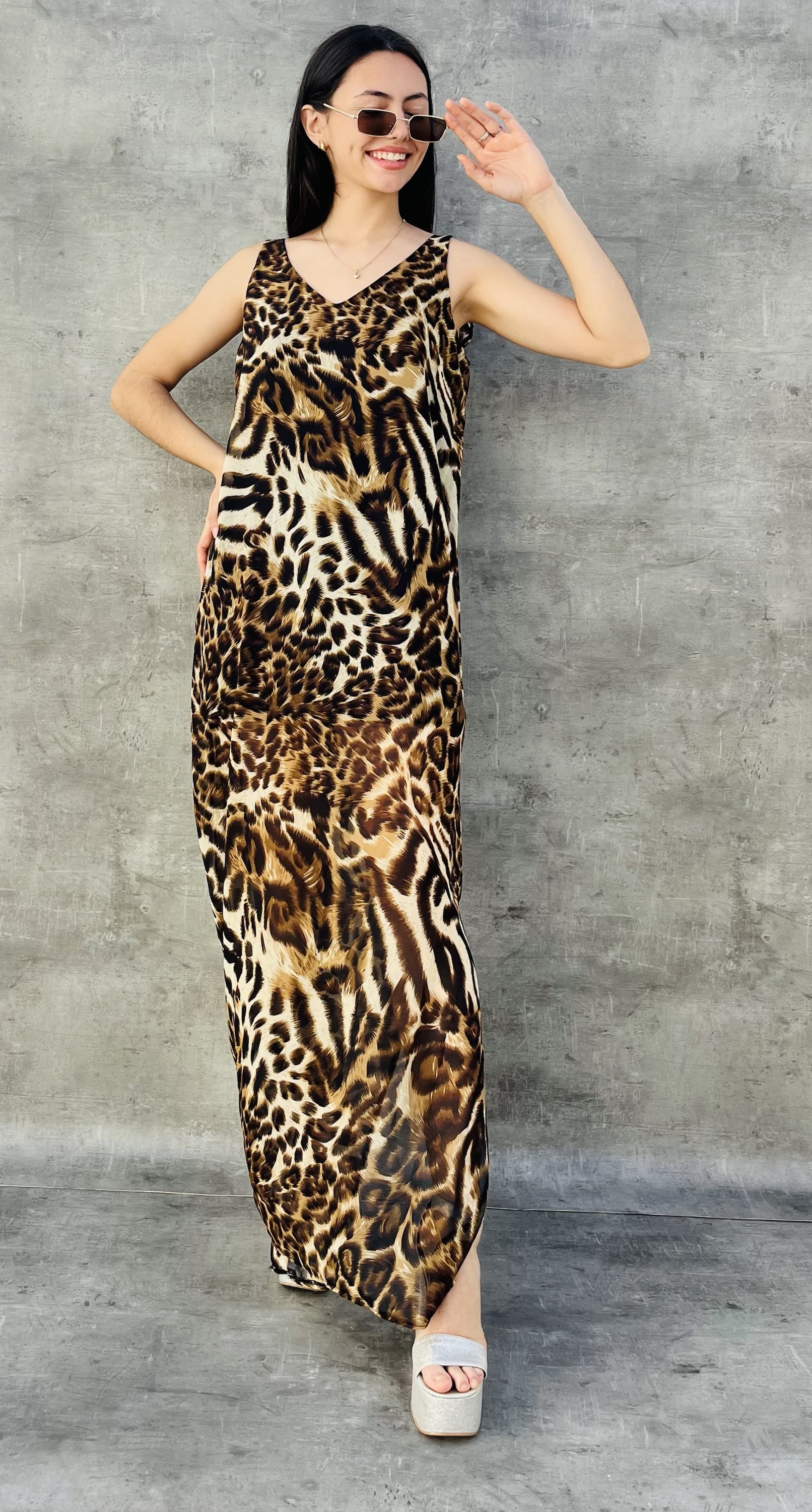VESTIDO LARGO VIDA • LEOPARDO