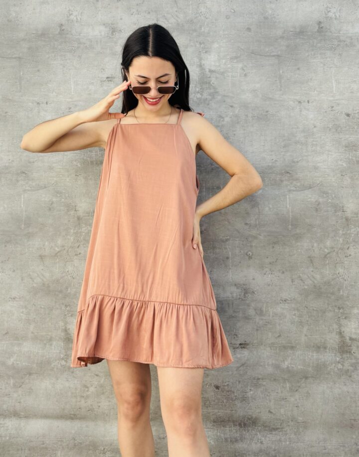 VESTIDO HALTER CORTO - DURAZNO