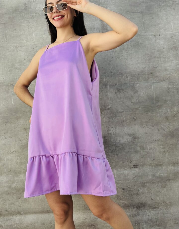 VESTIDO HALTER CORTO - SATÉN LILA