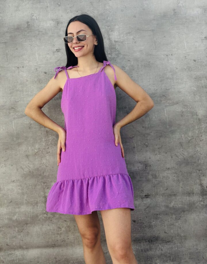 VESTIDO HALTER CORTO PLUMETIE - LILA
