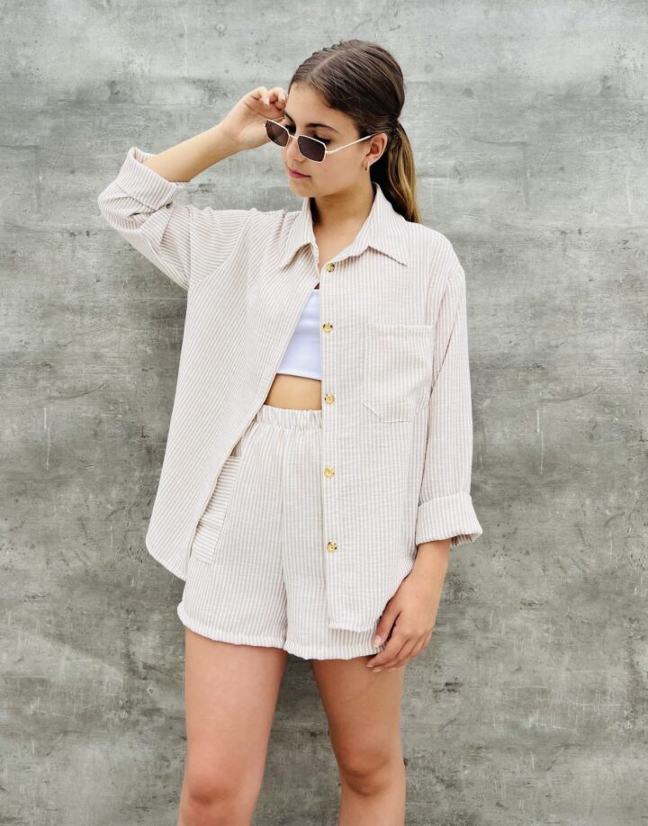 CAMISA RAYADA BEIGE