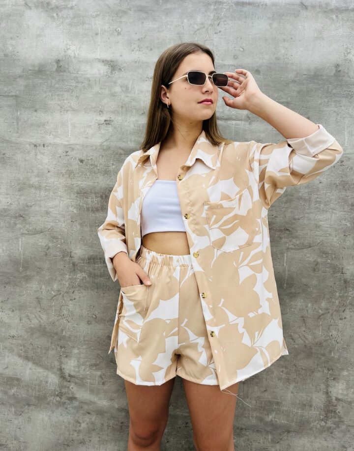CAMISA FLOR GRANDE BEIGE