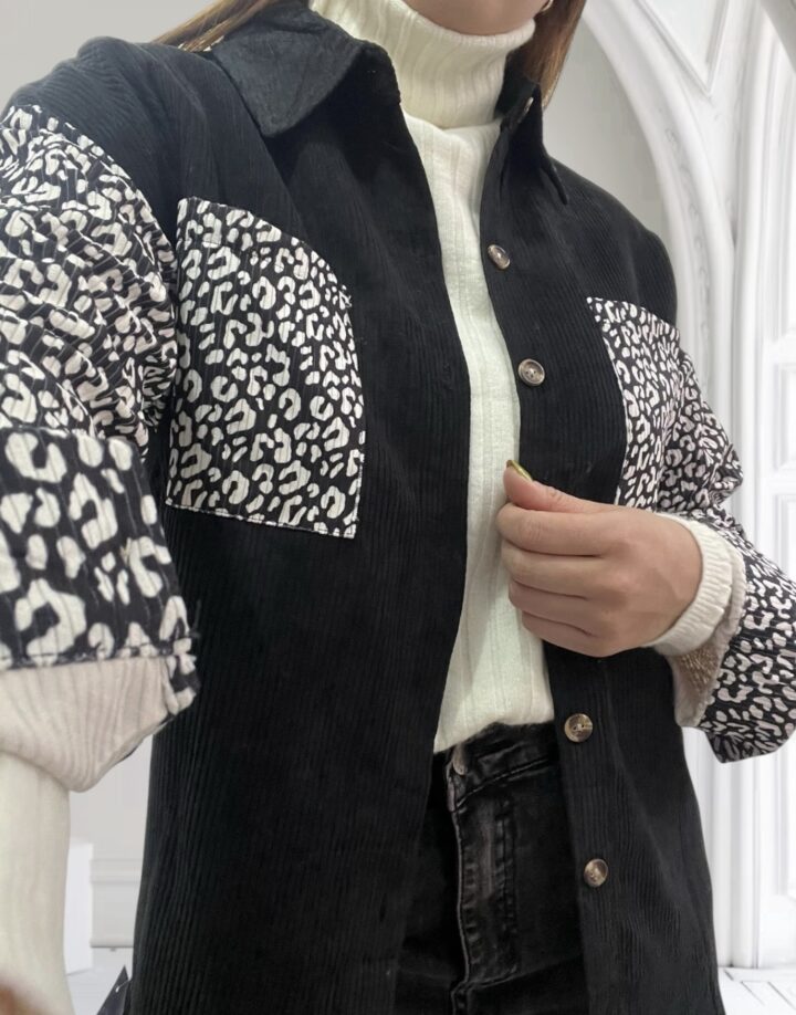 SOBRECAMISA PANA CON PRINT - NEGRO