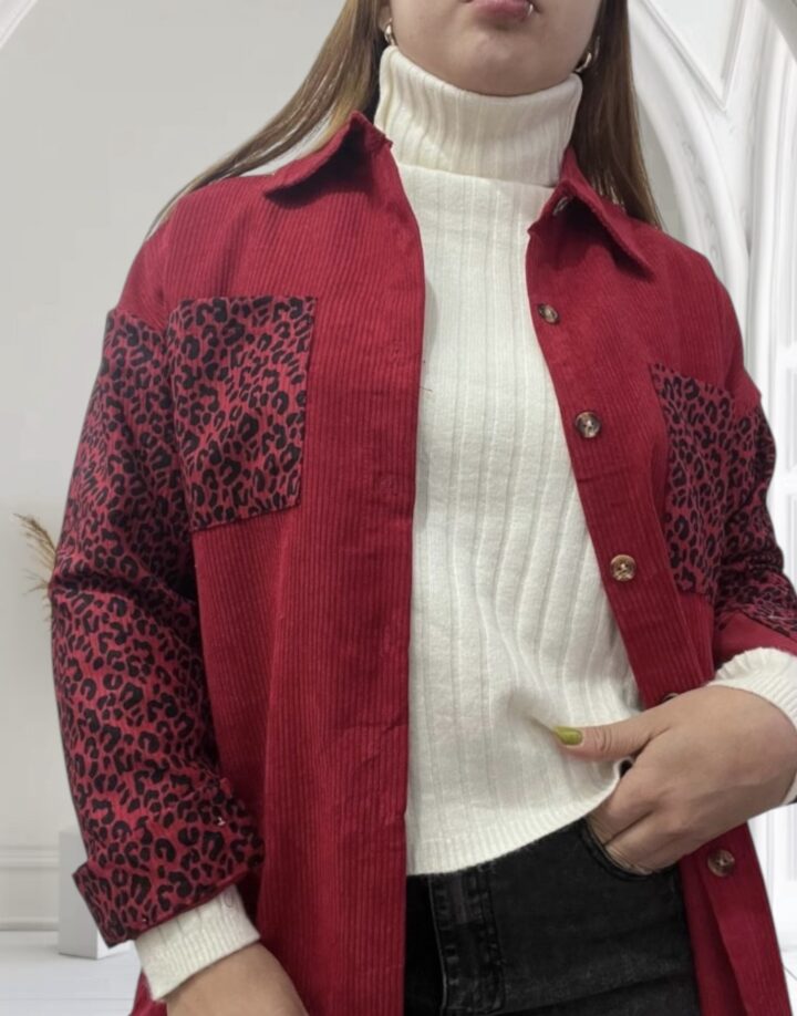 SOBRECAMISA PANA CON PRINT - ROJO