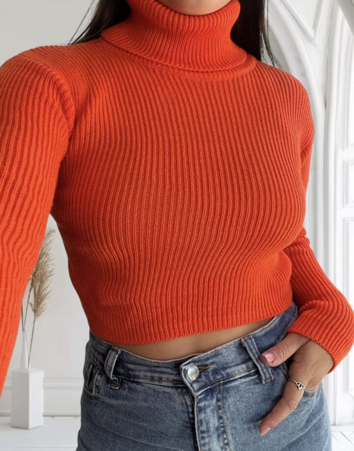 POLERA CROP TEJIDA NARANJA