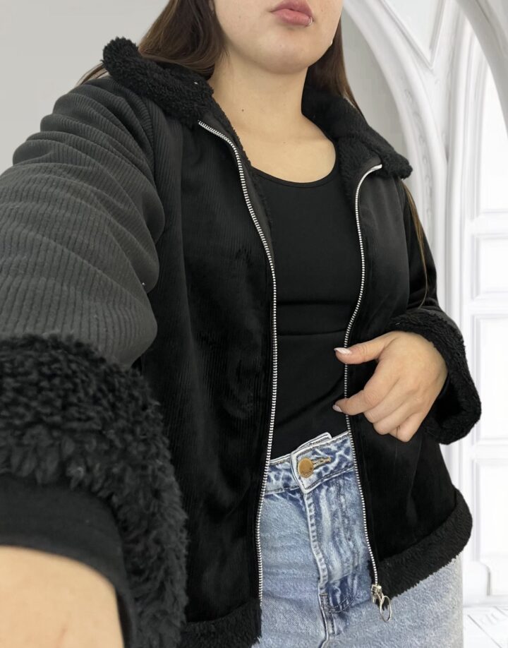 CAMPERA ANDES – PANA Y CORDERITO GRUESO – NEGRO