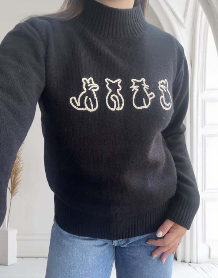 SWEATER CATS NEGRO
