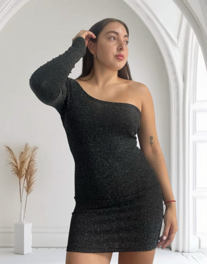 VESTIDO MILA LUREX PLATEADO