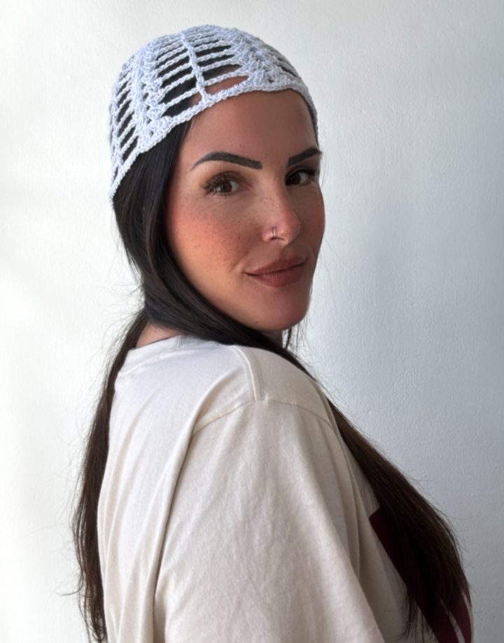 MESH HAT BLANCO BRILLOSO