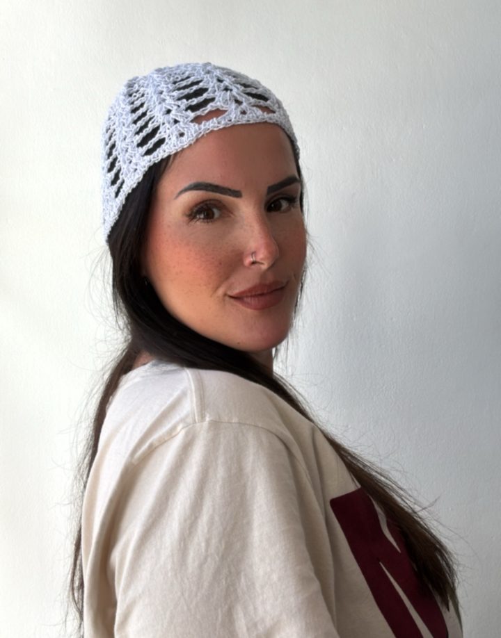 MESH HAT BLANCO BRILLOSO