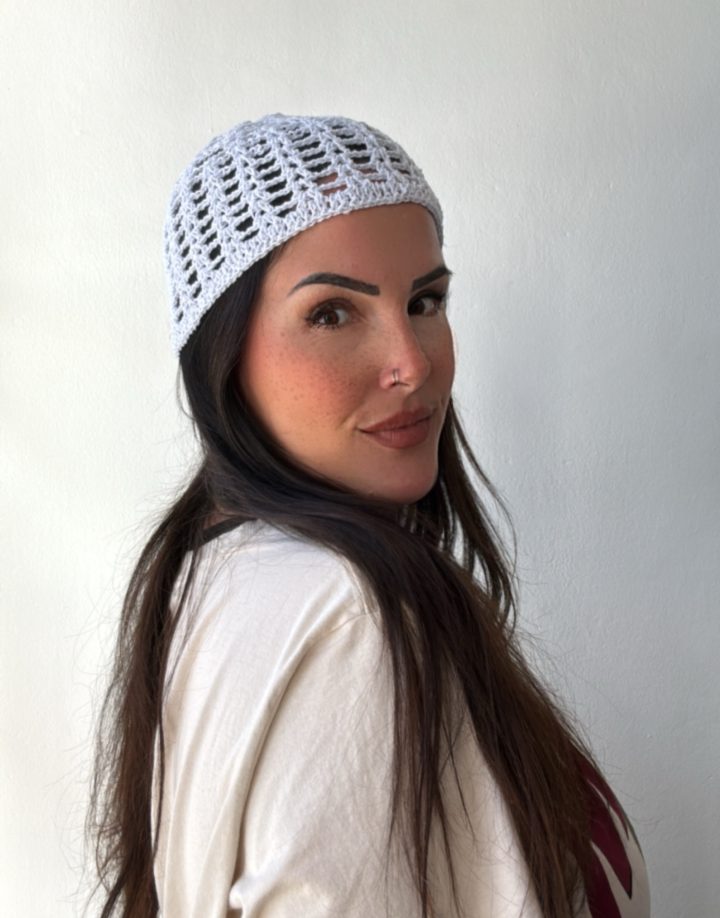 MESH HAT BLANCO BRILLOSO