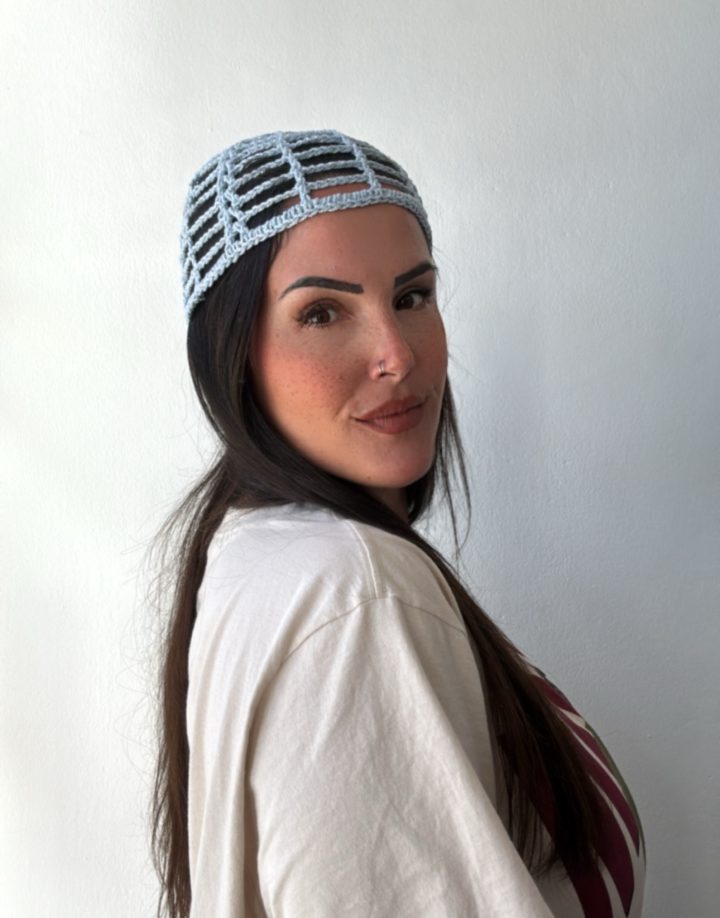 MESH HAT CELESTE BRILLOSO