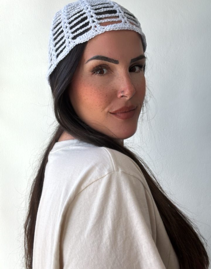 MESH HAT BLANCO BRILLOSO