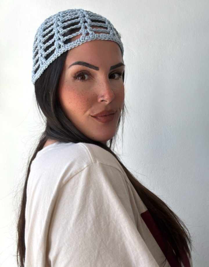 MESH HAT CELESTE BRILLOSO