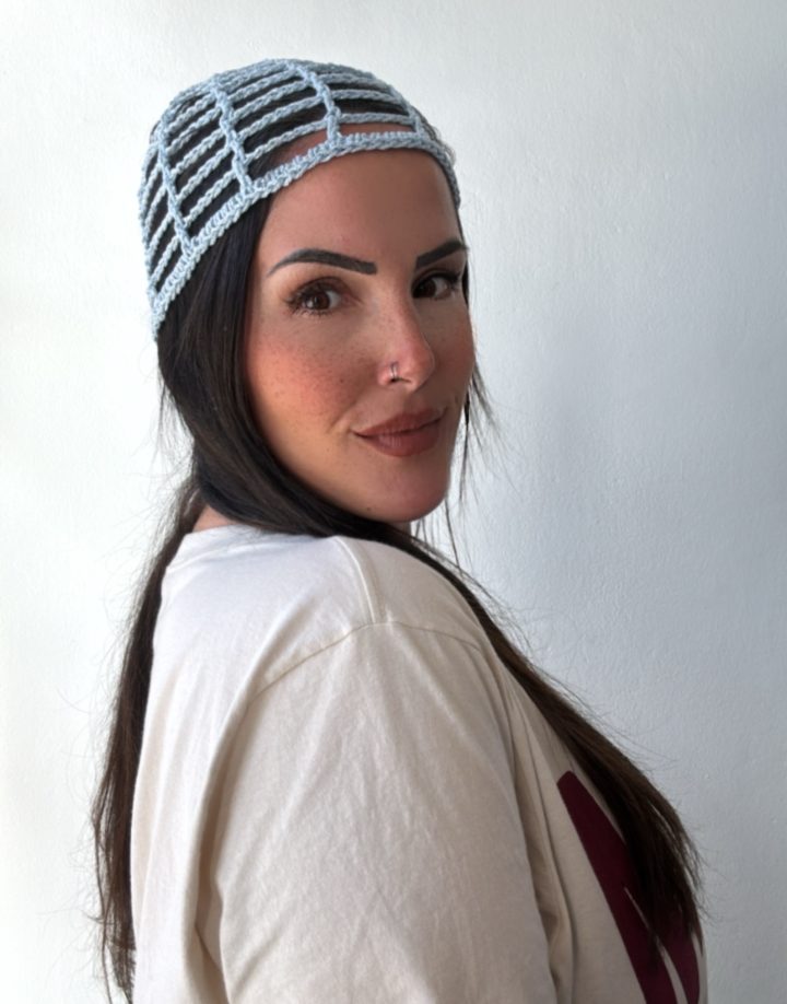 MESH HAT CELESTE BRILLOSO