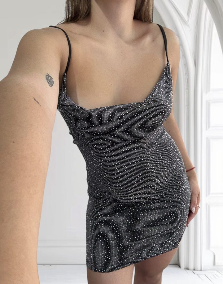 VESTIDO GLITTER PLATEADO
