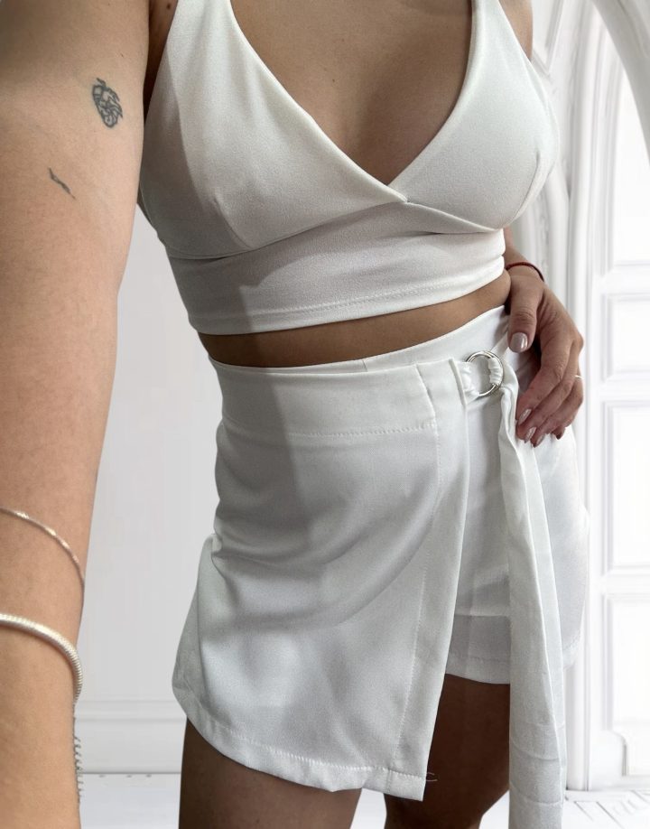 SHORT POLLERA SASTRERO - BLANCO