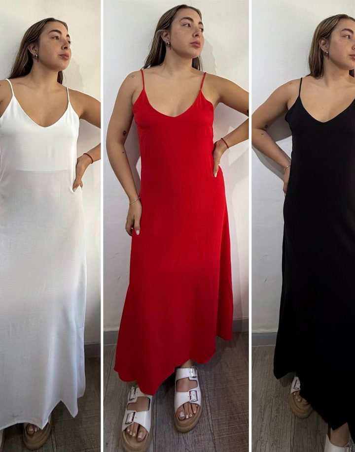 VESTIDO LARGO - NEGRO/ROJO/BLANCO