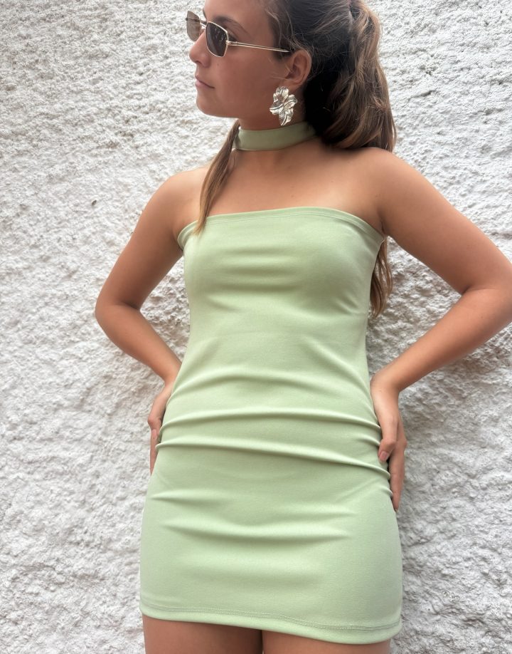 VESTIDO CHOKER CREPE - VERDE