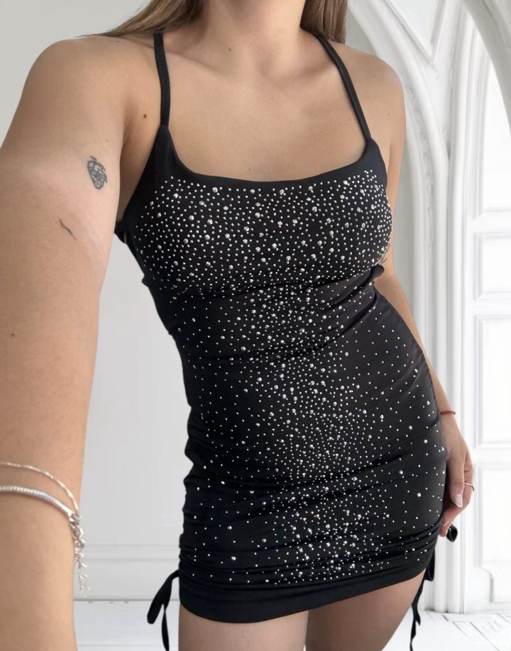 VESTIDO LUXO STRAS - NEGRO