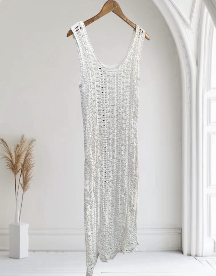 VESTIDO TEJIDO LARGO BLANCO - COD 058