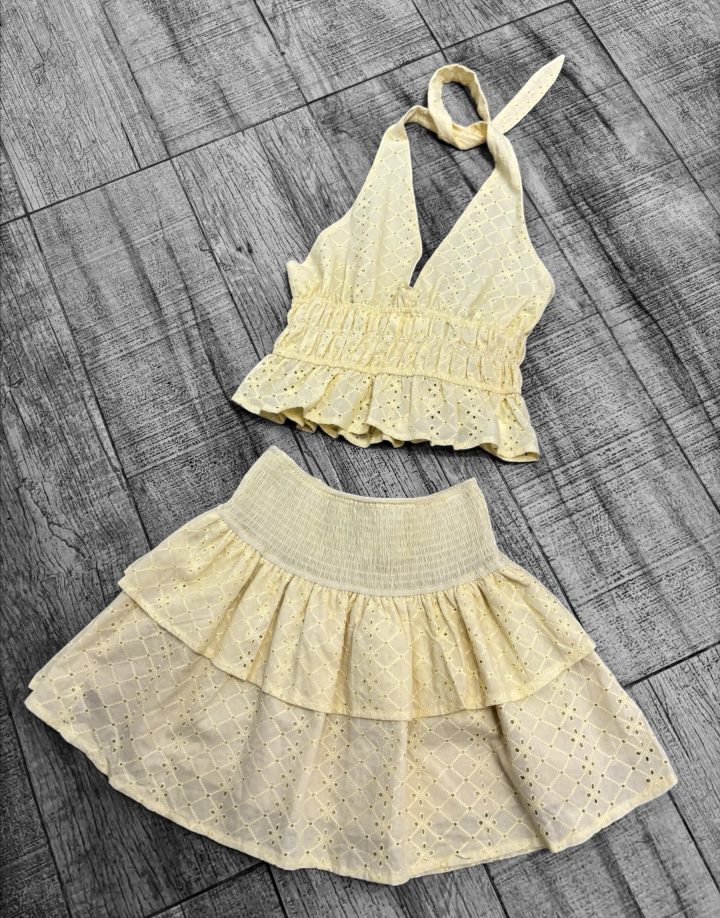CONJUNTO BRODERIE AMARILLO PASTEL