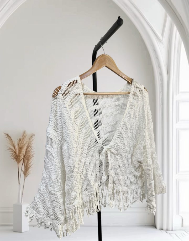 BLUSA MANGA LARGA TEJIDA BLANCA - COD 0061