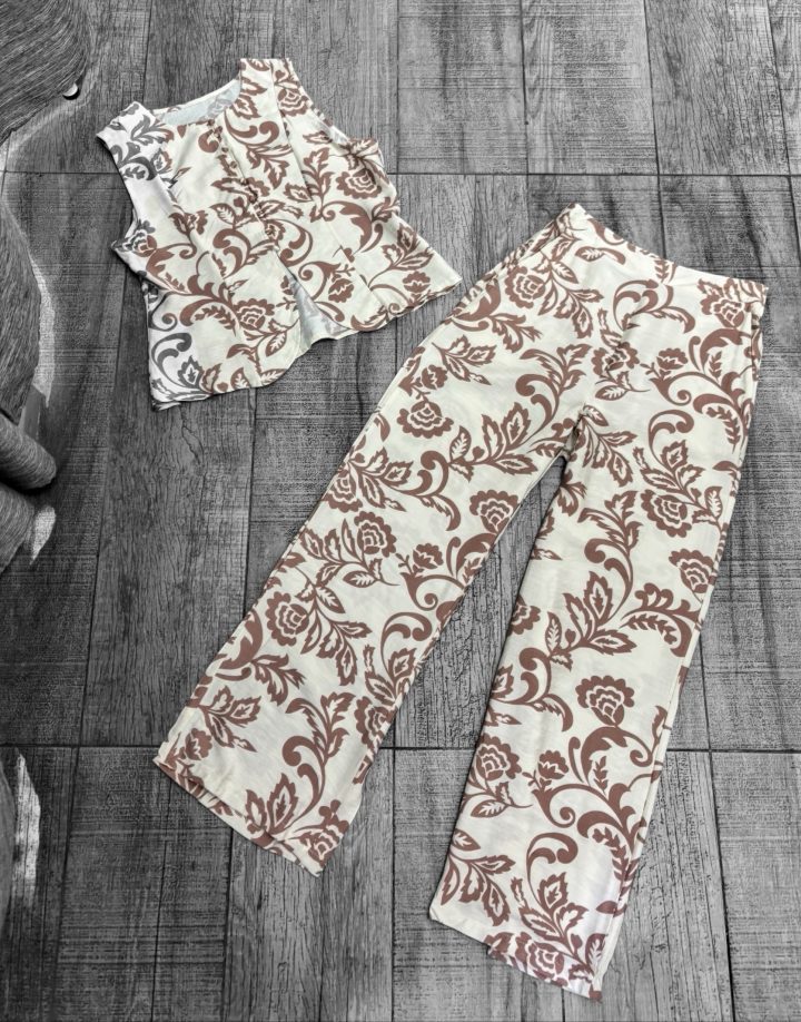 CONJUNTO CHALECO + PALAZZO - BEIGE