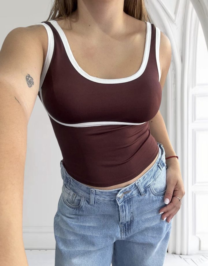 TOP BICOLOR - CHOCOLATE