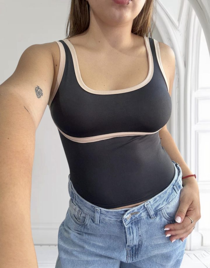 TOP BICOLOR - NEGRO