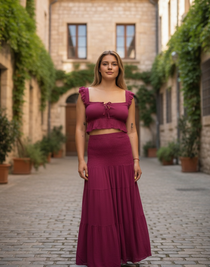 SET TOP + POLLERA/VESTIDO - UVA