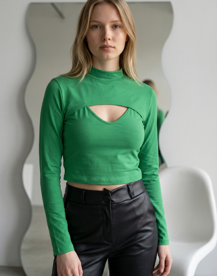 SET TOP DOS PIEZAS - TOP Y MANGAS VERDE