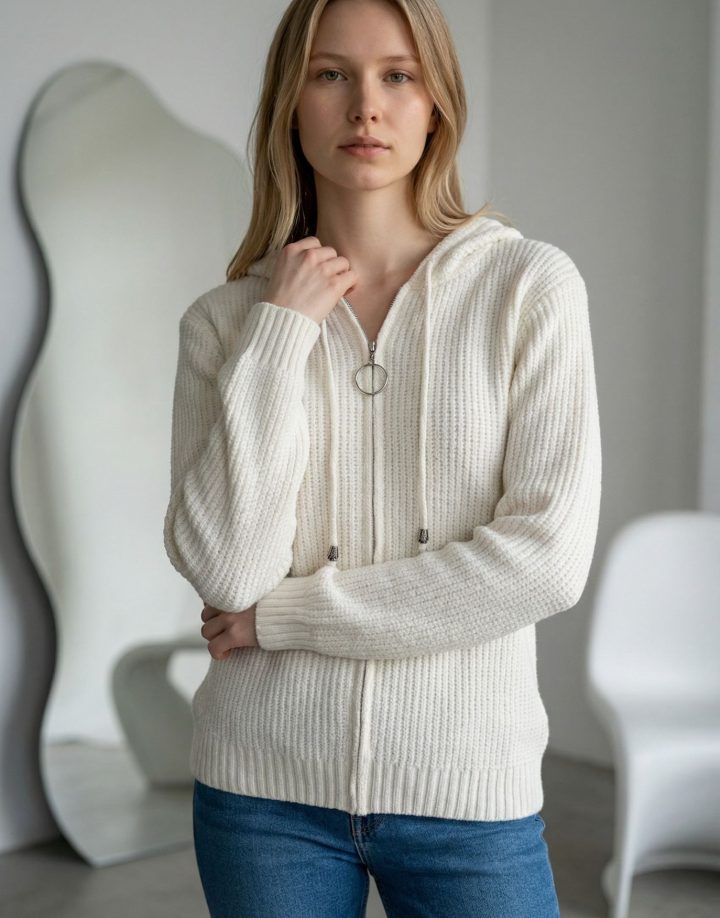 SWEATER CAMPERA CHENILLE CAPUCHA – COD HM064