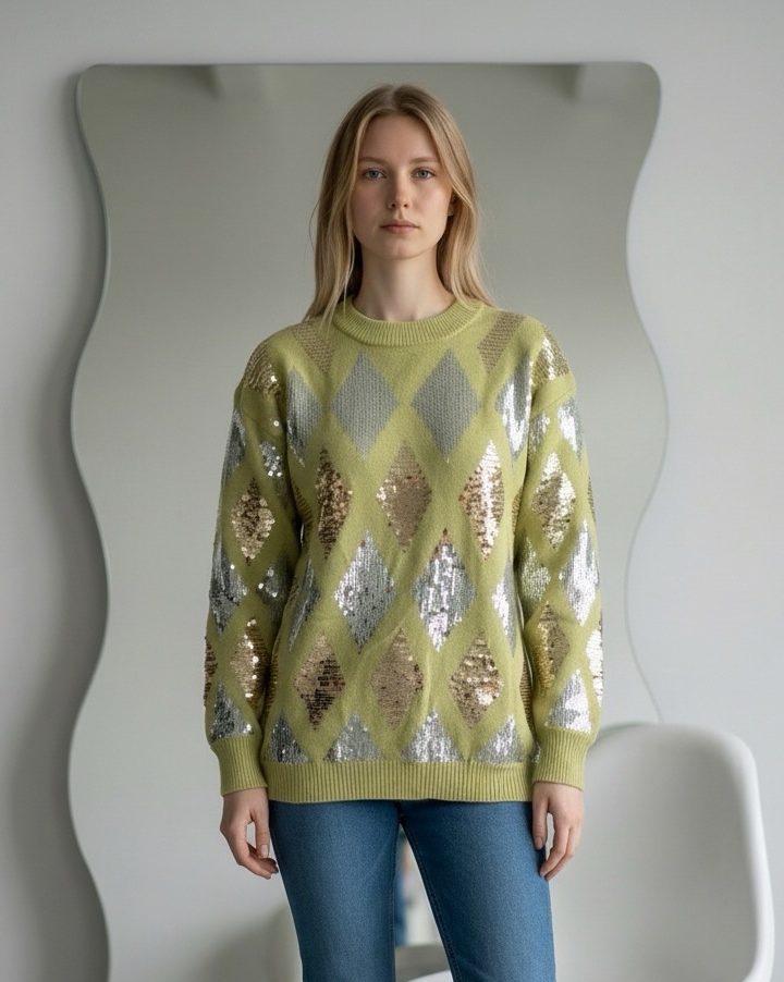 SWEATER LENTEJUELAS VERDE - COD HMB085